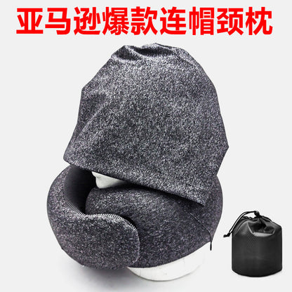 Amazon Explosions U-shaped Pillow Hooded Memory Foam Neck Nap Aircraft Neck Pillow Collectable Travel Pillow Car - image 2
