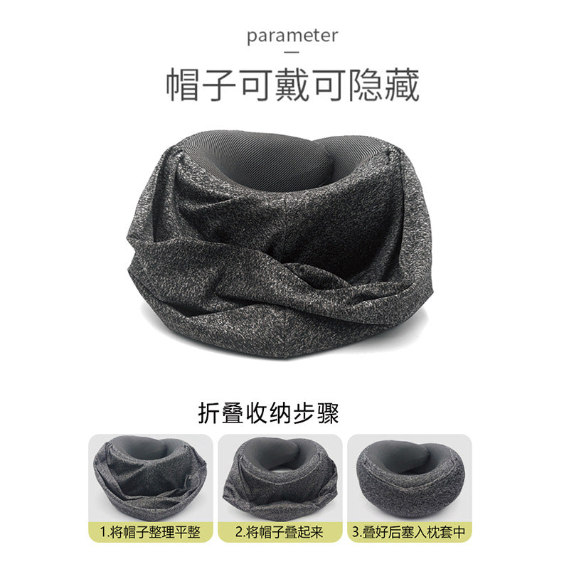 Amazon Explosions U-shaped Pillow Hooded Memory Foam Neck Nap Aircraft Neck Pillow Collectable Travel Pillow Car - image 3