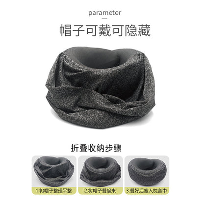 Amazon Explosions U-shaped Pillow Hooded Memory Foam Neck Nap Aircraft Neck Pillow Collectable Travel Pillow Car - image 3