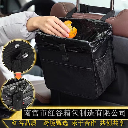 Car trash can storage net pocket hanging trash can rear seat storage box waterproof trash can storage bag - image 4