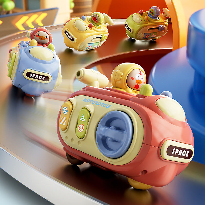 Cross-border children's inertia toy car pressing face-changing whistle motorcycle fall-resistant cartoon car toys wholesale - image 1