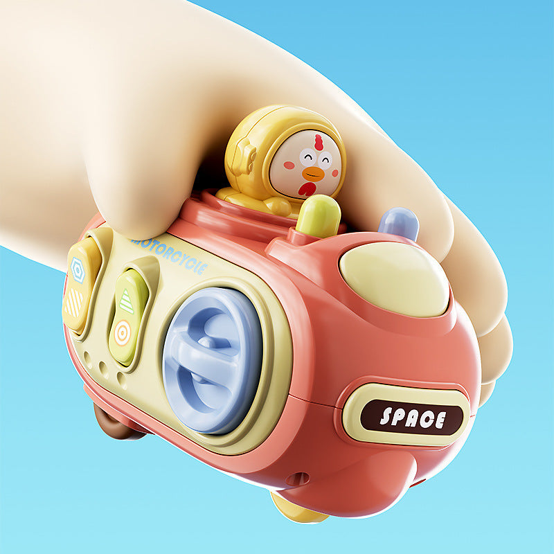 Cross-border children's inertia toy car pressing face-changing whistle motorcycle fall-resistant cartoon car toys wholesale - image 4