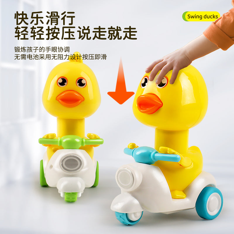 Children's Pressing Duck Motorcycle Toy Boys and Girls 1 Year Old 3 Baby 2 Baby Inertia Pulling Back Car Batch - image 3