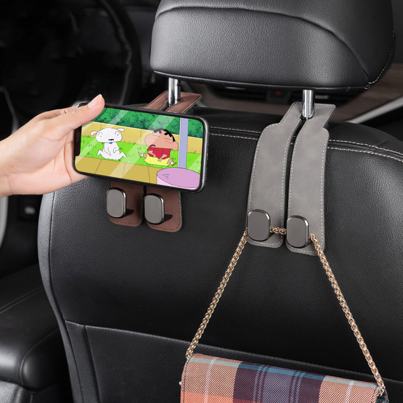 Car Hook Car Seat Back Hook Fur Car Hook Rear Storage Metal Double Hook - image 2