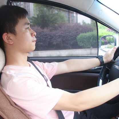 Car sun shield magnet non-automatic telescopic car sun protection heat shield front shield side curtain shading mesh - image 1