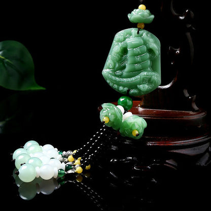New car pendant imitation green jade car hanging decorations car lotus out of peace brave pendant wholesale - image 2