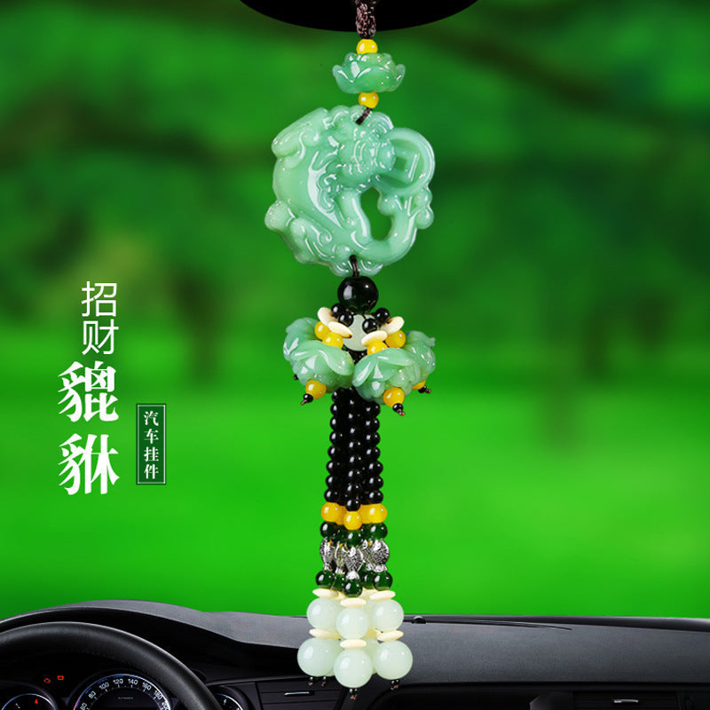 New car pendant imitation green jade car hanging decorations car lotus out of peace brave pendant wholesale - image 4