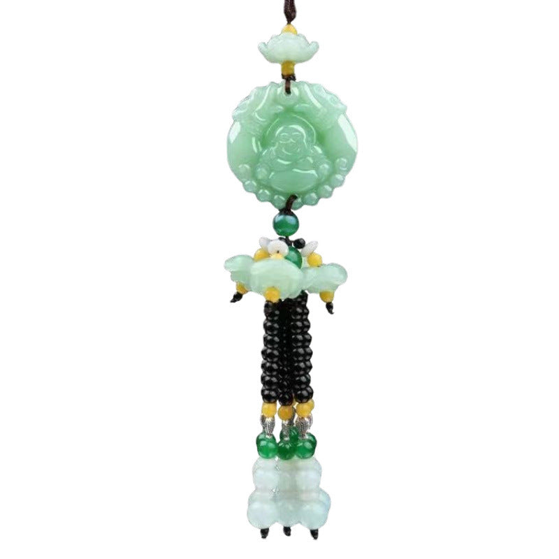 New car pendant imitation green jade car hanging decorations car lotus out of peace brave pendant wholesale - image 5