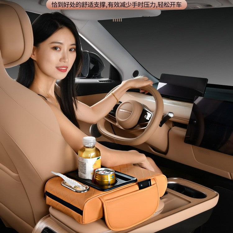 Car armrest box pad car tissue box cup holder storage bag elbow pad multifunctional armrest pad - image 1