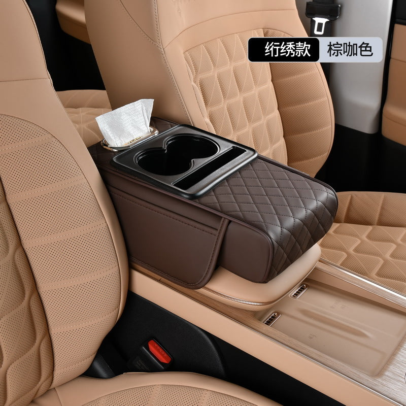 Car armrest box pad car tissue box universal storage bag elbow pad multifunctional 5-in-one armrest pad - image 2
