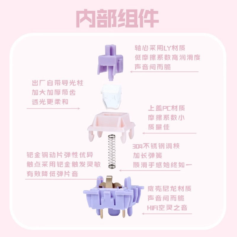 Hifi Mahjong Sound Princess Axis V4 Customized Linear Switches Full Key Hot-Swappable Office Typing Keyboard That Doesn'T Tire Your Hands - image 4