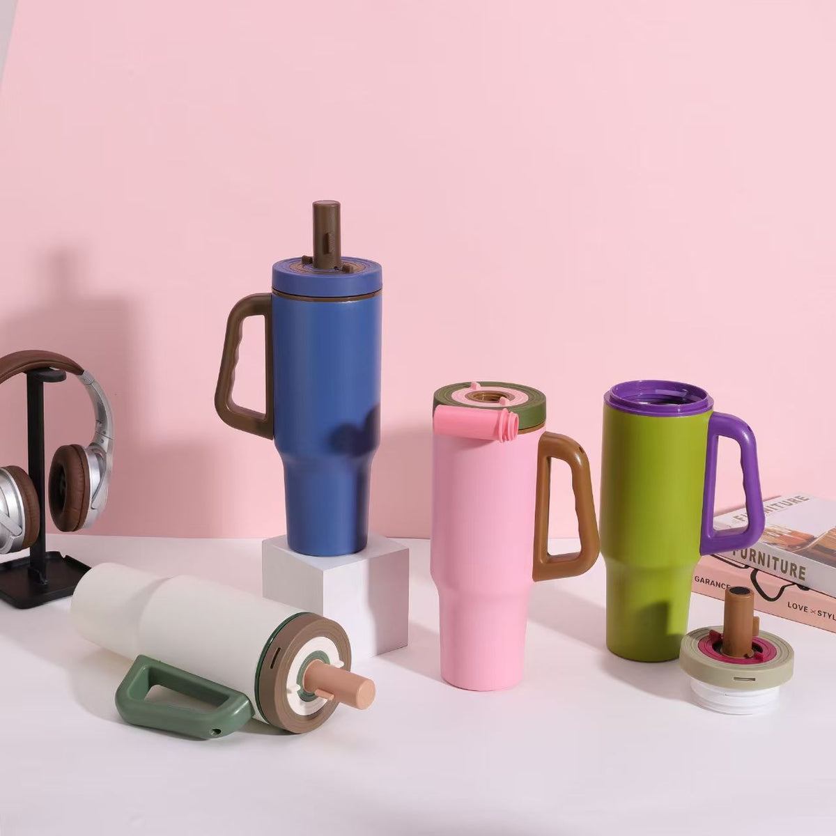 Amazon Insulated Cup with Handle, Giant 316 Stainless Steel Straw Cup, Large Capacity Ice Cup for Car Use, Wholesale - image 1