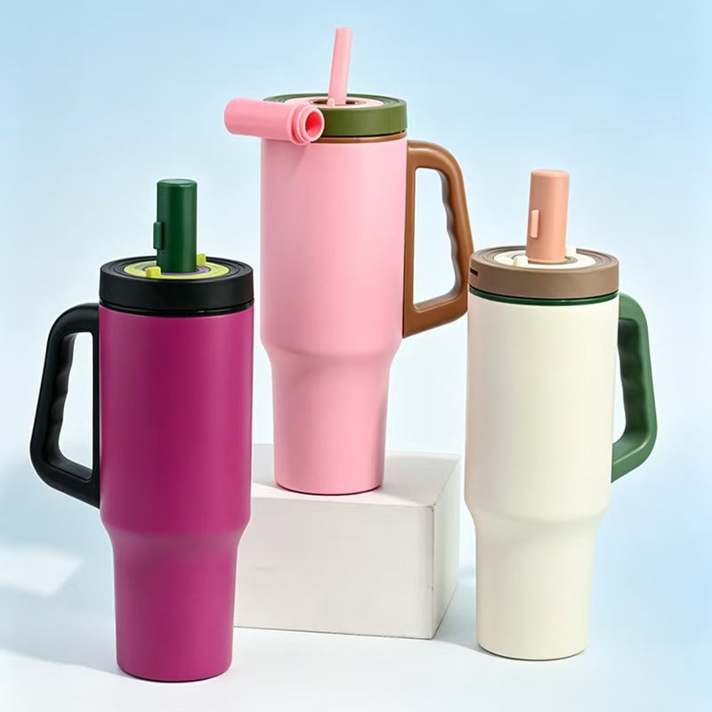 Amazon Insulated Cup with Handle, Giant 316 Stainless Steel Straw Cup, Large Capacity Ice Cup for Car Use, Wholesale - image 2