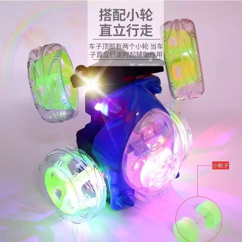 360 degree rotating toy car rechargeable remote control stunt dump car light music off-road car children boy - image 3