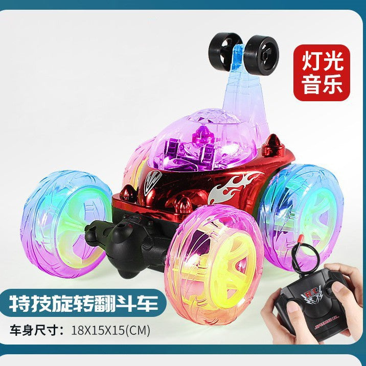 360 degree rotating toy car rechargeable remote control stunt dump car light music off-road car children boy - image 4