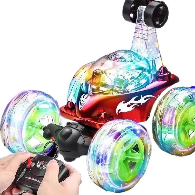 360 degree rotating toy car rechargeable remote control stunt dump car light music off-road car children boy - image 5