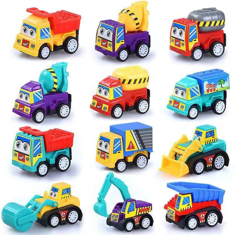 Cartoon inertia pull-back car pull-back engineering car toy suit mini pull-back car kindergarten children's toy - image 3