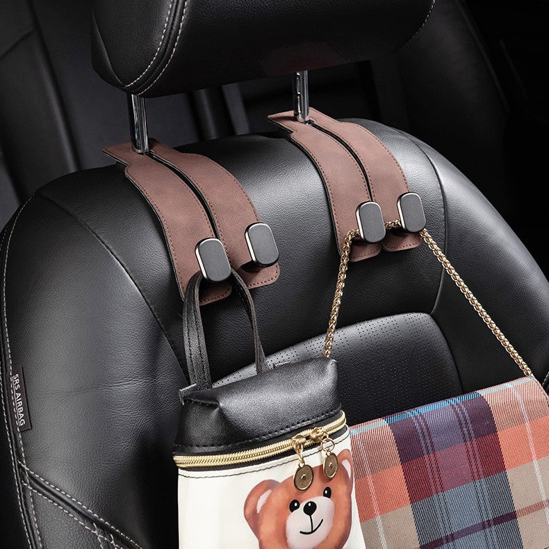 Car hook car seat back double hook suede metal rear seat small hook car mobile phone bracket hook - image 2