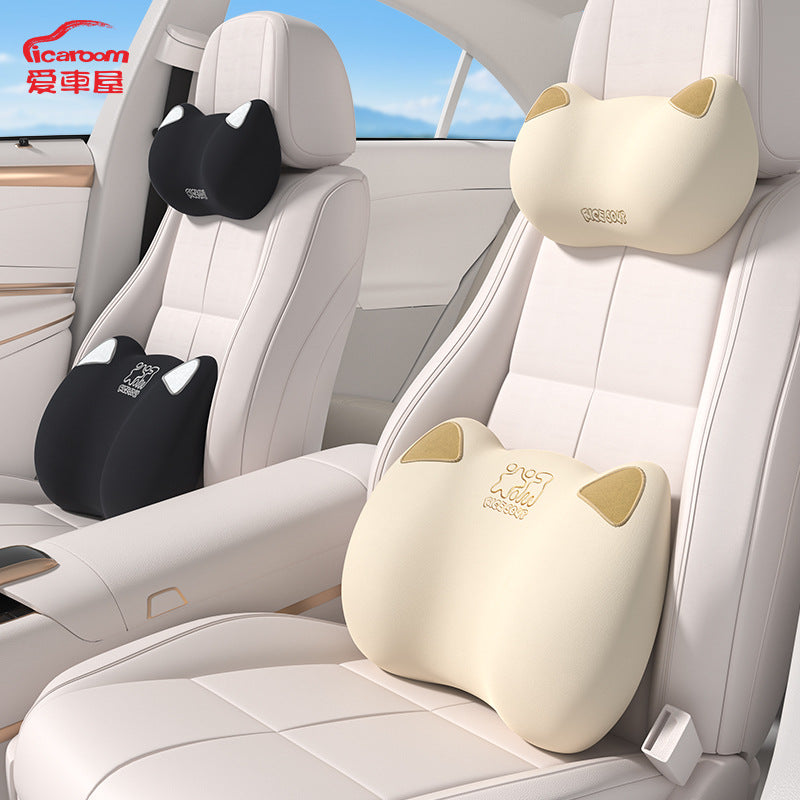 Car House Car Lumbar Headrest Cushion Driving Waist Protection Artifact Seat Lumbar Girls' Main Driving Headrest Lumbar - image 1
