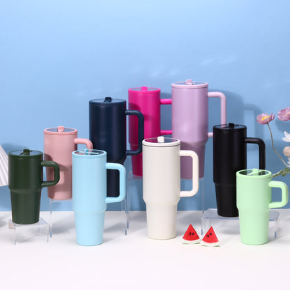 Cross-Border 30/40oz Straw Mouth Car Cup Stainless Steel Thermal Insulation Beer Cup Fifth Generation Handle Ice Cup - image 1