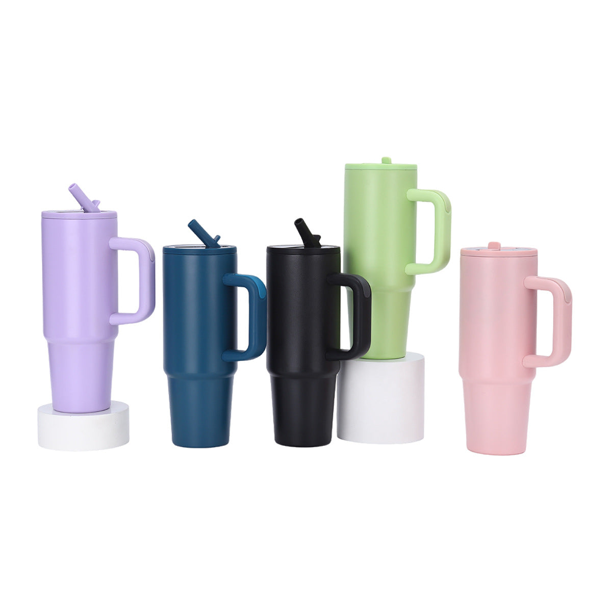 Cross-Border 30/40oz Straw Mouth Car Cup Stainless Steel Thermal Insulation Beer Cup Fifth Generation Handle Ice Cup - image 5