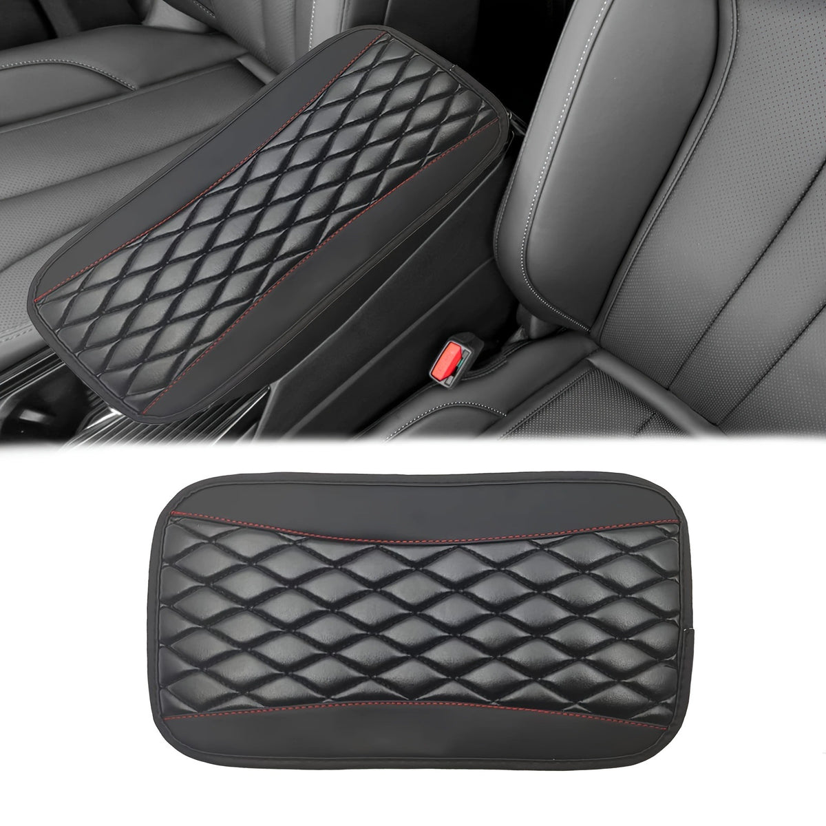 Cross-border explosion car armrest box pad PU leather bubble three-dimensional four-season universal central armrest box pad wholesale - image 2