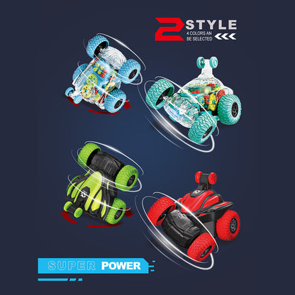 <Cross-border Hot Sale> Four-way Remote Control Electric Dipper Car Children's Wireless Remote Control Cool Stunt Rotating Car Toy - image 3