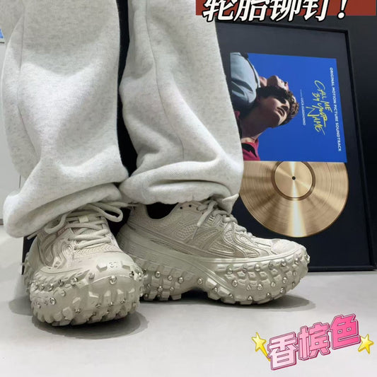 2026 Autumn Studded Tire Durian Thick-Soled Dad Sneakers for Women, Trendy Couple Style, Fashionable Street Style Dad Sneakers - image 2