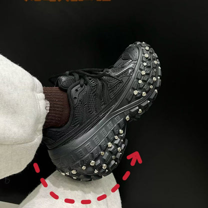 2026 Autumn Studded Tire Durian Thick-Soled Dad Sneakers for Women, Trendy Couple Style, Fashionable Street Style Dad Sneakers - image 4