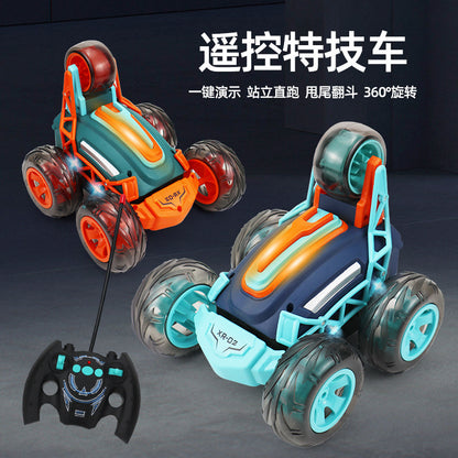 Cross-border tremolo 5-wheel stunt dumper wireless remote control dazzle 360-degree rotating remote control car boys children's toys - image 1