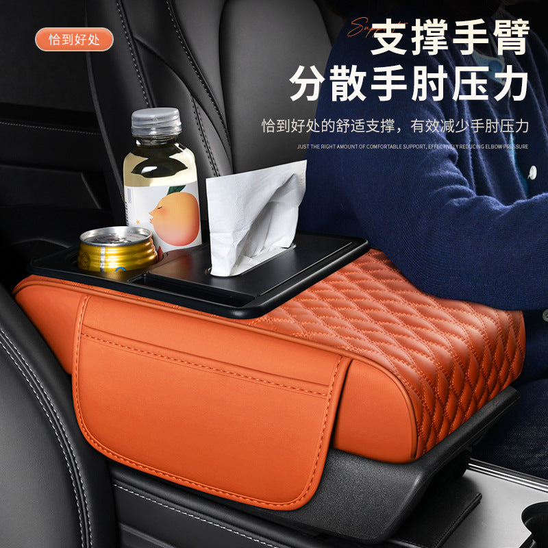 Car Armrest Box Pad, Armrest Heightening Pad, Car Tissue Box, Water Cup Holder, Armrest Protection Pad, Five-In-One - image 3