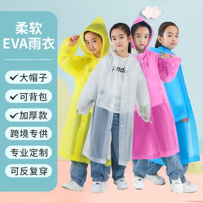 EVA non-disposable raincoat wholesale thickened adult hiking student light drifting children's electric car raincoat - image 1