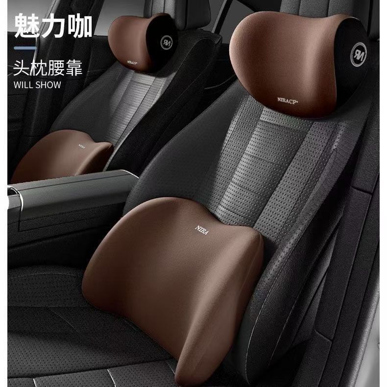 Car Headrest and Lumbar Support Memory Foam Pillow Cushion Set, Car Pillow Lumbar Support, Shoulder and Neck Pillow Set, Memory Foam Lumbar Support - image 3