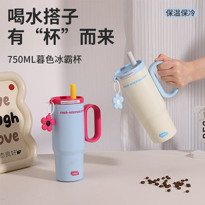 Customized Ice Cup with Ceramic Inner Liner, High-Looking Thermos Cup for Women, 316 Stainless Steel, Large Capacity, Car-Mounted Cold Water Cup - image 1