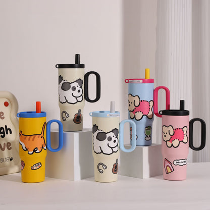 Customized Ice Cup with Ceramic Inner Liner, High-Looking Thermos Cup for Women, 316 Stainless Steel, Large Capacity, Car-Mounted Cold Water Cup - image 2