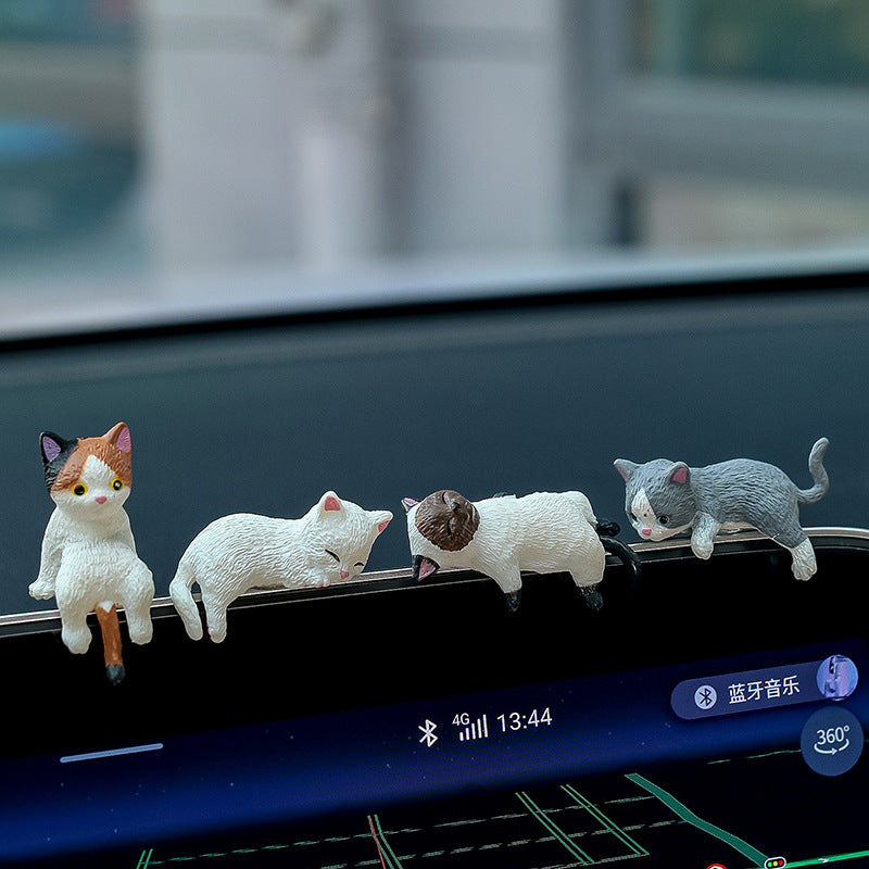 Central control screen car lying down doll car accessories rearview mirror computer monitor decoration cat car accessories - image 1