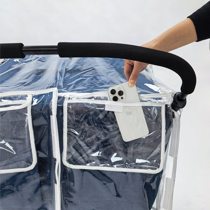 Twin baby stroller rain cover windshield cover double front and rear stroller universal rainproof warm cover stroller raincoat - image 2