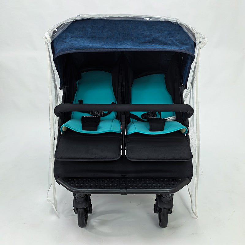 Twin baby stroller rain cover windshield cover double front and rear stroller universal rainproof warm cover stroller raincoat - image 3