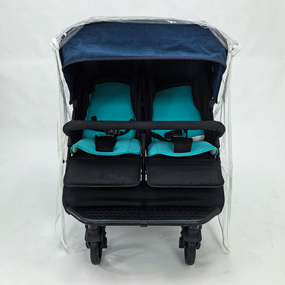 Twin baby stroller rain cover windshield cover double front and rear stroller universal rainproof warm cover stroller raincoat - image 3