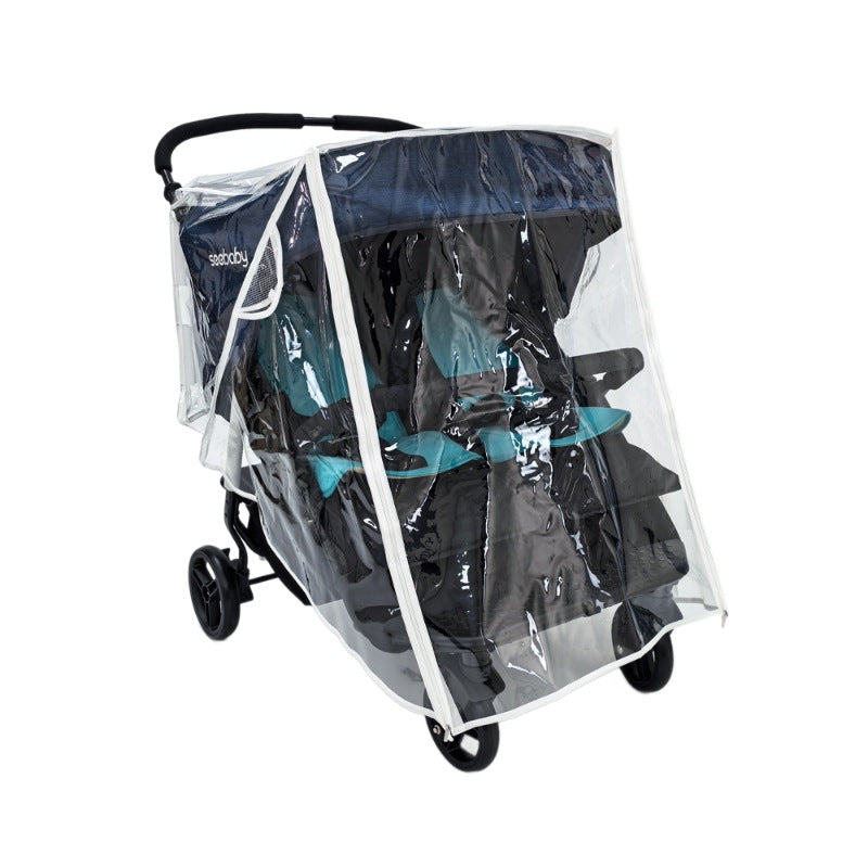 Twin baby stroller rain cover windshield cover double front and rear stroller universal rainproof warm cover stroller raincoat - image 5