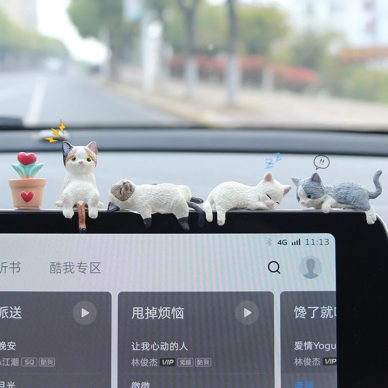 Car center console screen computer monitor cute cat car prone doll car interior decoration accessories - image 1