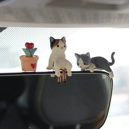 Car center console screen computer monitor cute cat car prone doll car interior decoration accessories - image 2