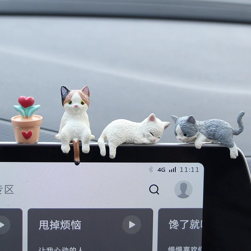 Car center console screen computer monitor cute cat car prone doll car interior decoration accessories - image 3