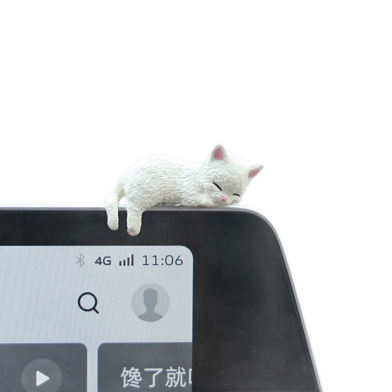 Car center console screen computer monitor cute cat car prone doll car interior decoration accessories - image 5