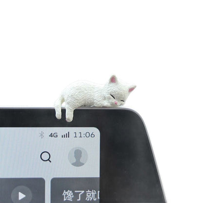 Car center console screen computer monitor cute cat car prone doll car interior decoration accessories - image 5