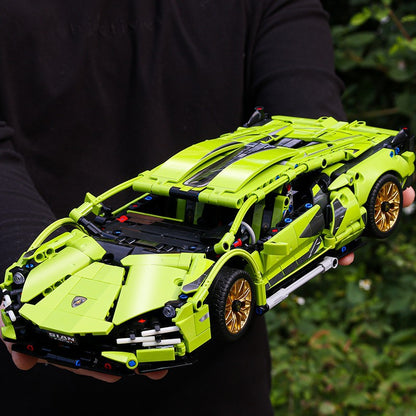 Lamborghini Sports Car Green Bull Assembly Building Blocks Mechanical Set Assembly Model Car Remote Control Boys' Toy Sports Car - image 2