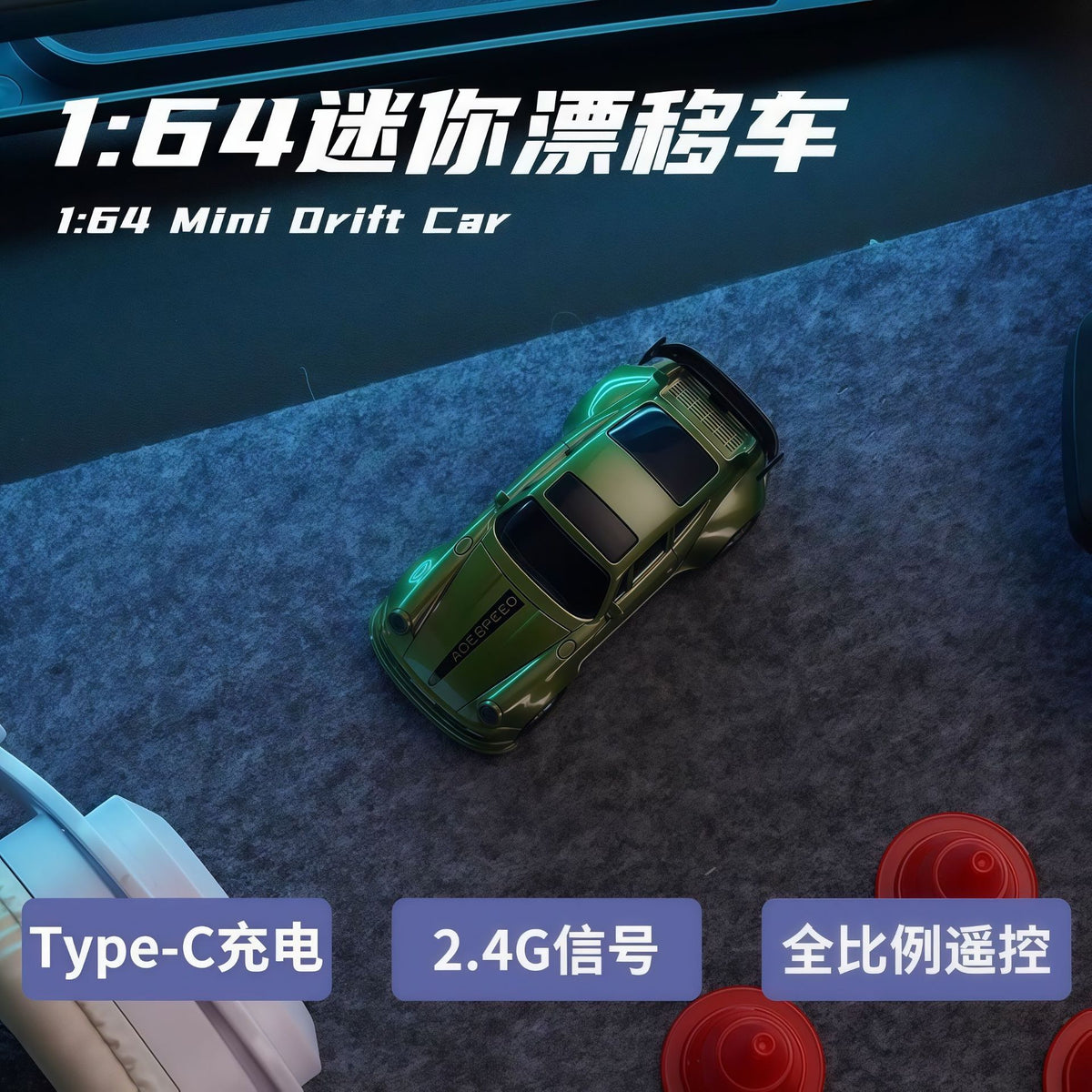 rc mini desktop remote control car 1:64 pocket car four-wheel drive racing model drifting variable speed boy toy - image 4