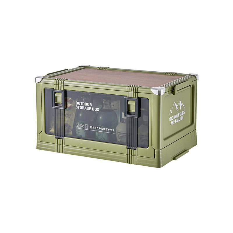 Outdoor Camping Storage Box, Car Trunk Organizer, Multi-Layer Stackable Thick Wooden Lid Folding Box That Can Be Used as a Seat - image 5