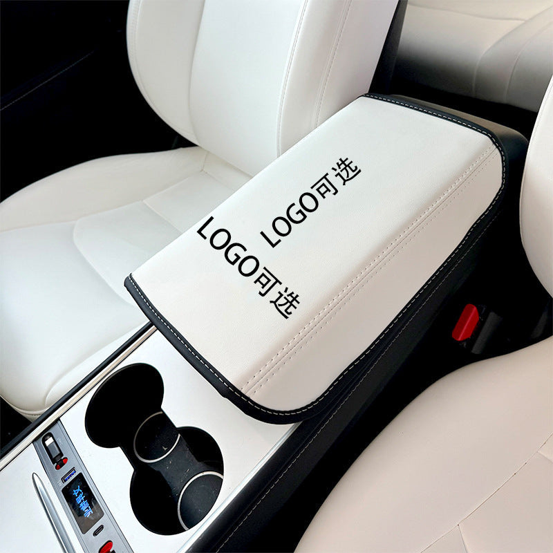 Suitable for Tesla Huanxin Amazon leather car central Model3/y armrest box protective cover armrest pad - image 1