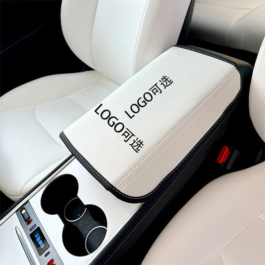Suitable for Tesla Huanxin Amazon leather car central Model3/y armrest box protective cover armrest pad - image 1